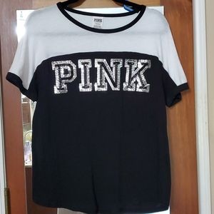 Pink black and white shirt